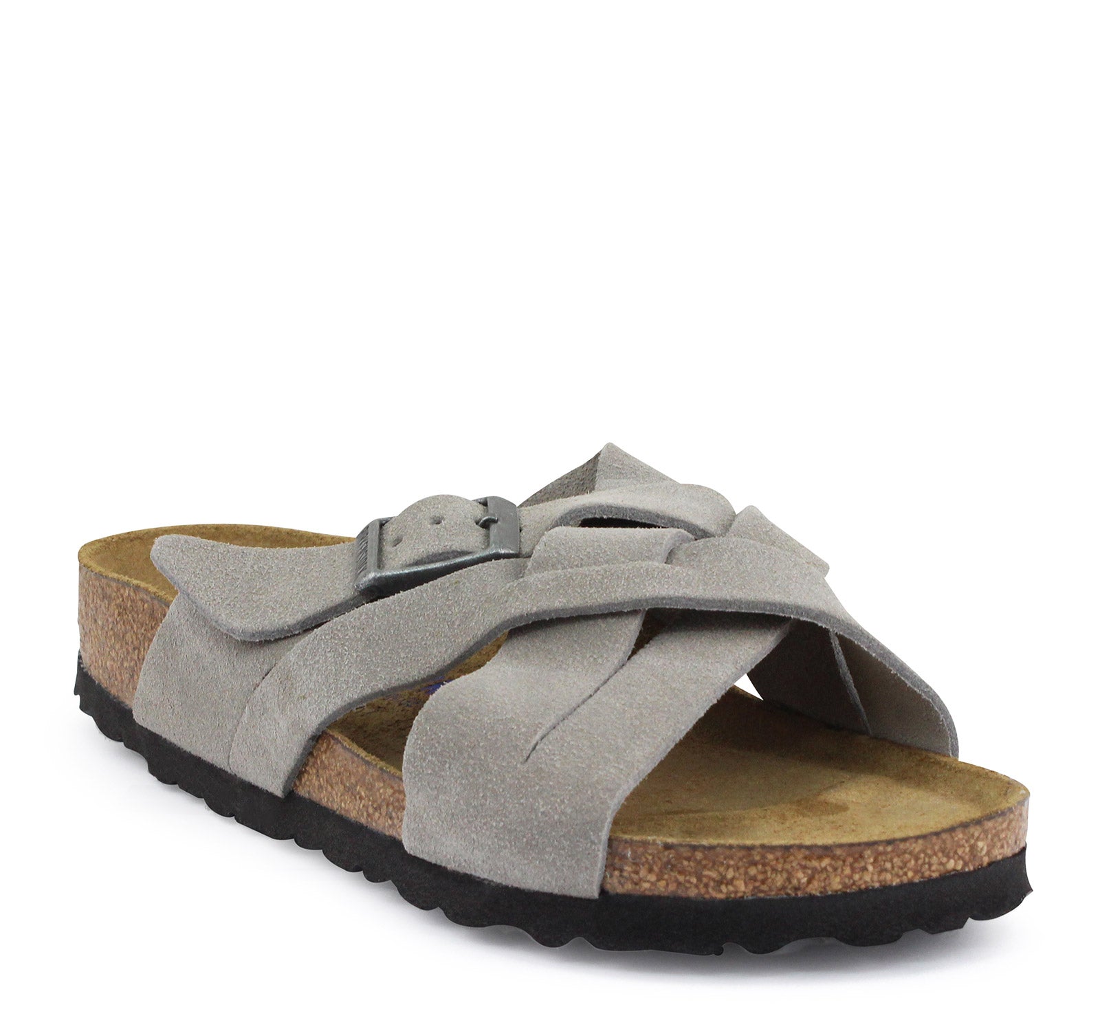 Birkenstock Lugano Suede Stone Coin Grey EU 41 US L 10 M 8 Mens Womens Birkenstock Lugano Soft Footbed Stone Coin Suede main image 2