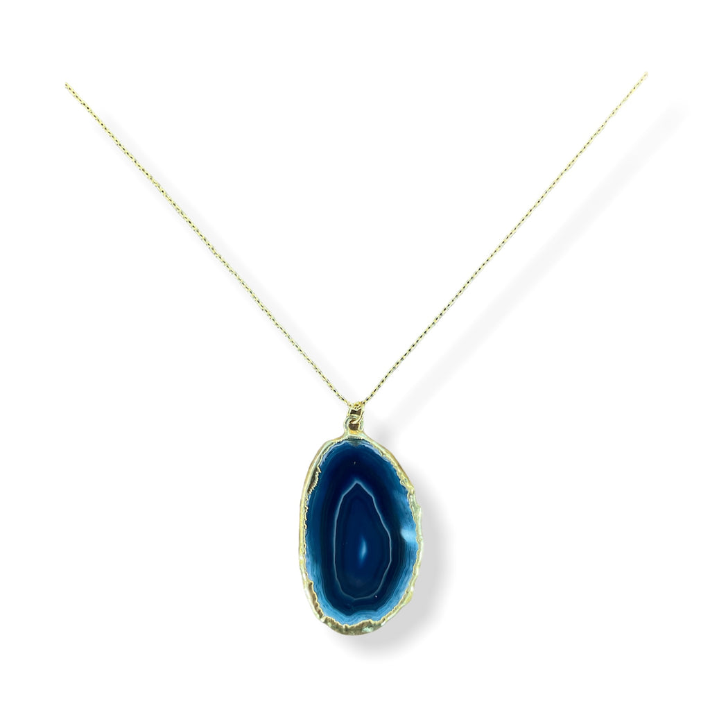 Small Agate Necklace in Navy