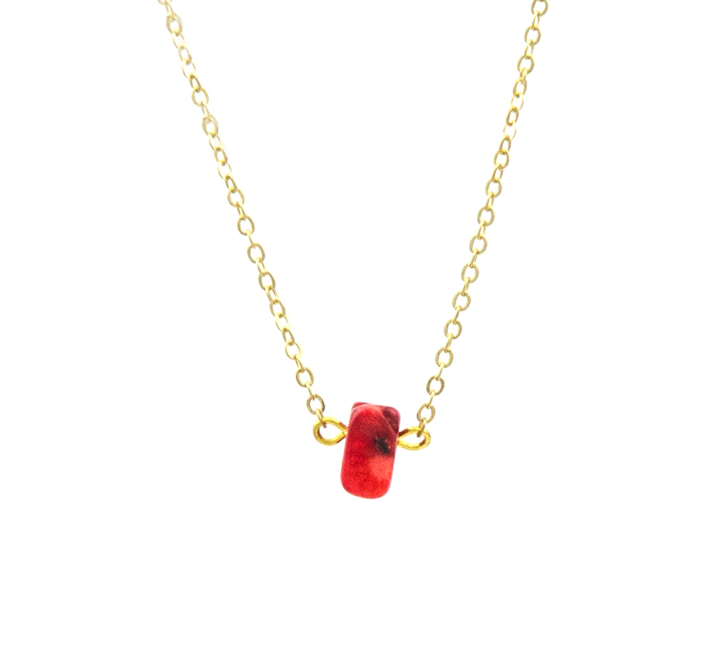 Small Stone Necklace with Gold Plated Chain - Luxe Group - On The EDGE